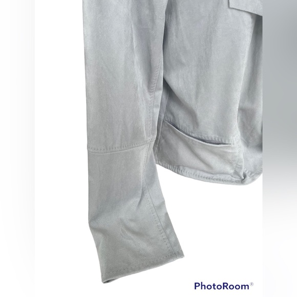 Grey Faux Suede Soft Open Cardigan - Picture 9 of 12